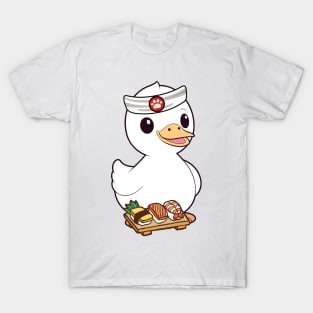 Funny white duck is a sushi chef T-Shirt